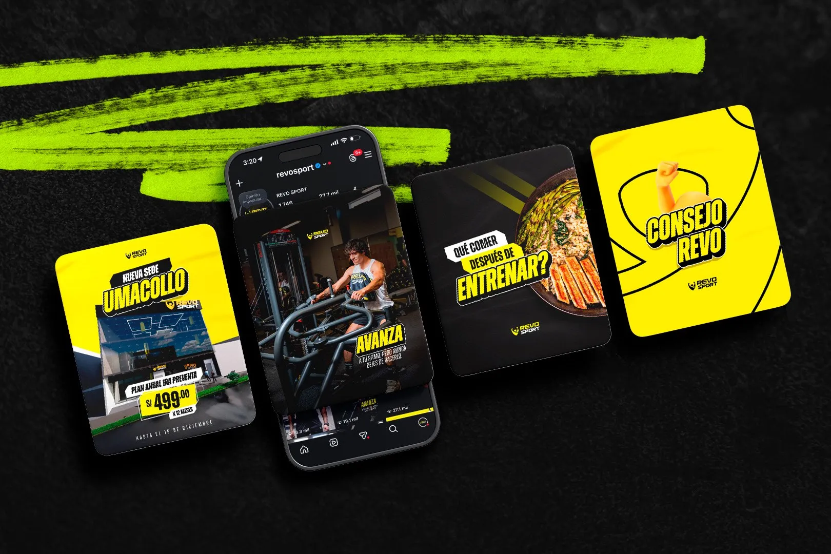 Publicaciones para redes sociales de Revo Sport